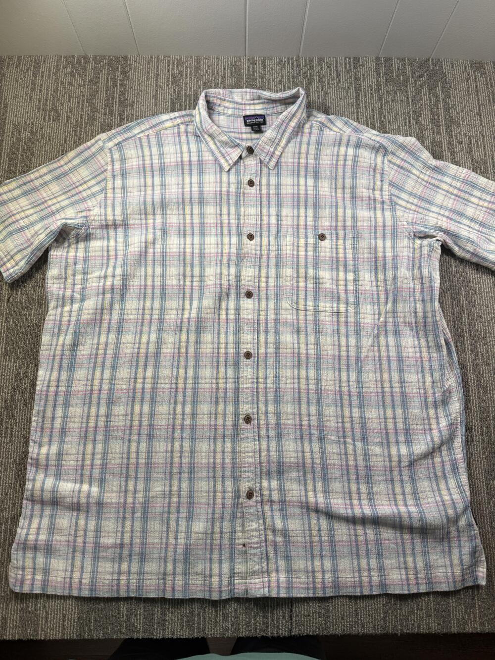 Patagonia Shirt Mens 3XL Multicolor Plaid Short Sleeve Button Up Organic Cotton